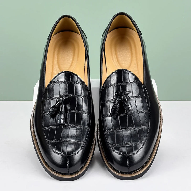Lorenzo Vitali Croc-Embossed Tassel Loafers