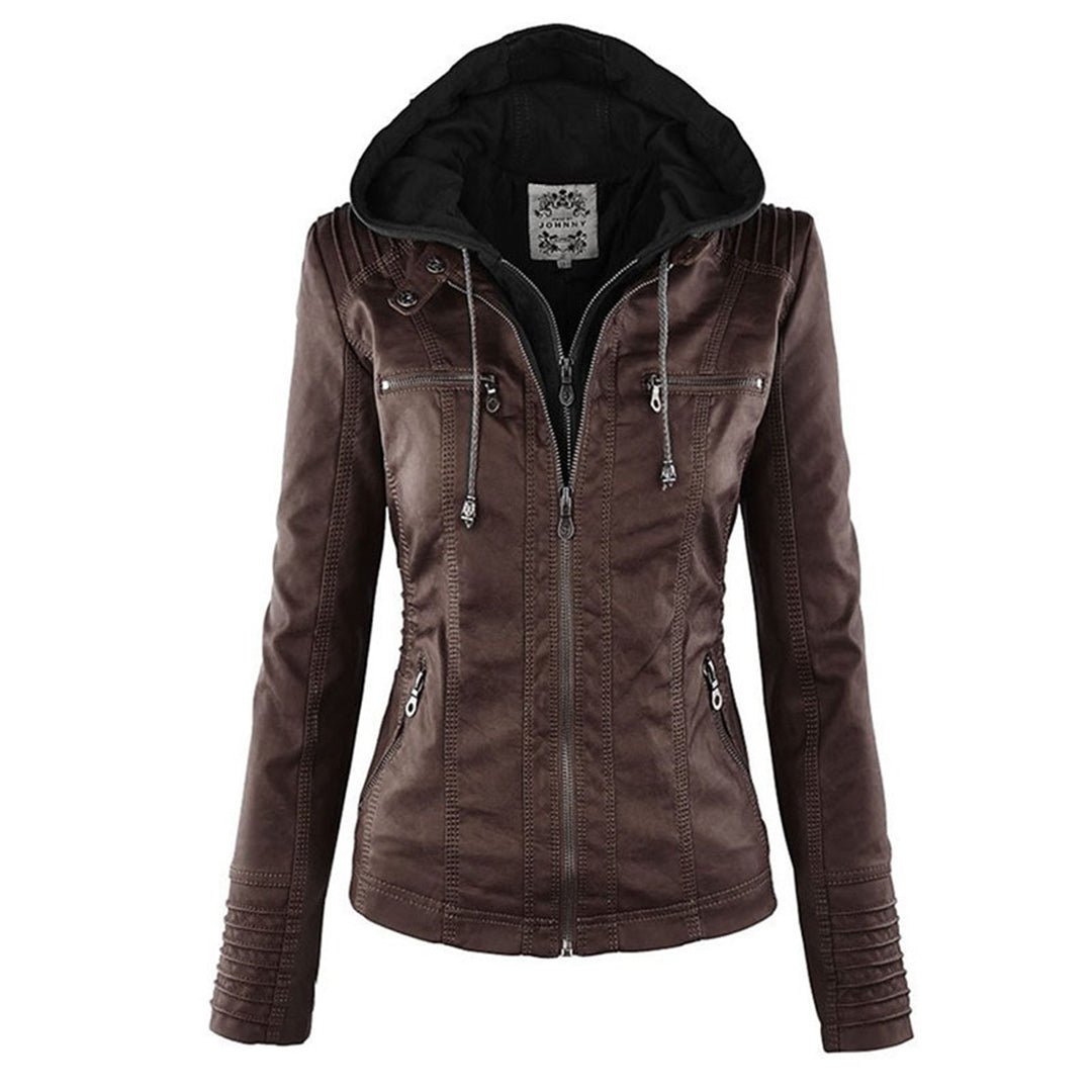 Eileen | Women's Hooded Slim Fit Biker Jacket