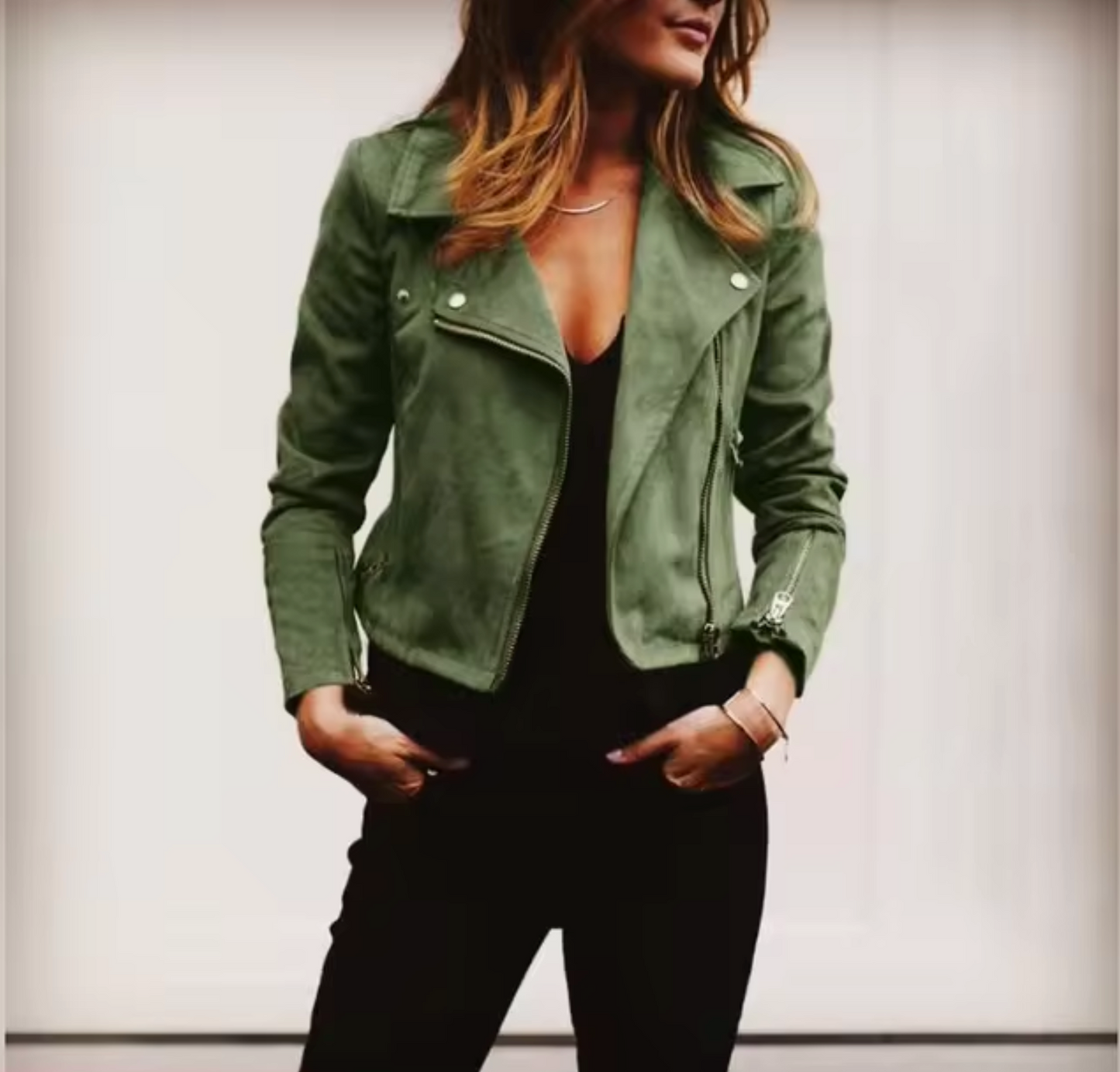 Betina | Stylish Faux Suede Biker Jacket