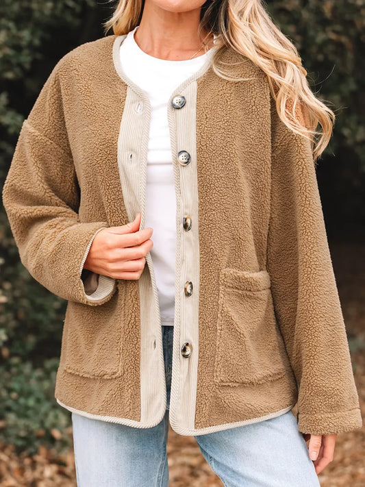 Leanne | Women's Button-Front Sherpa Teddy Jacket
