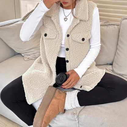 Chloé Montclair Button-Front Plush Teddy Vest