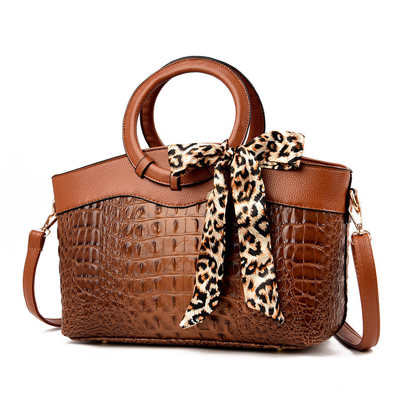 Chloé Montclair Croc-Embossed Handbag with Round Handles