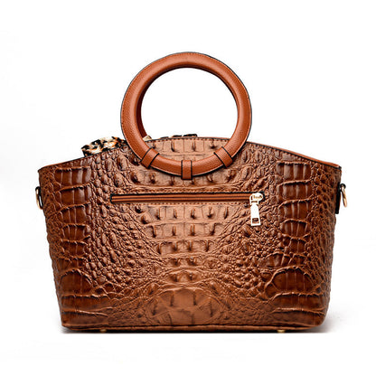 Chloé Montclair Croc-Embossed Handbag with Round Handles