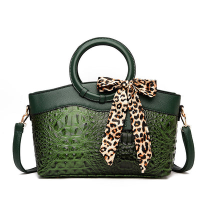 Chloé Montclair Croc-Embossed Handbag with Round Handles