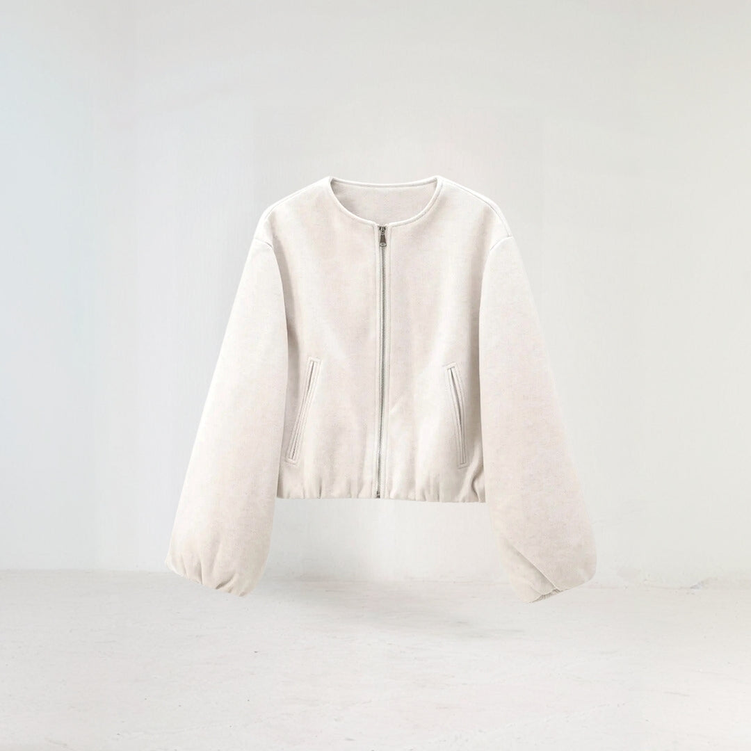 Bella | Women's Balloon Sleeve Zip-Up Bomber Jacket