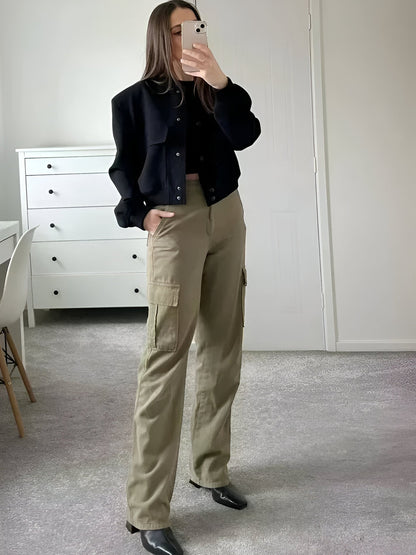 Donna | Women's Cropped Button-Down Bomber Jacket