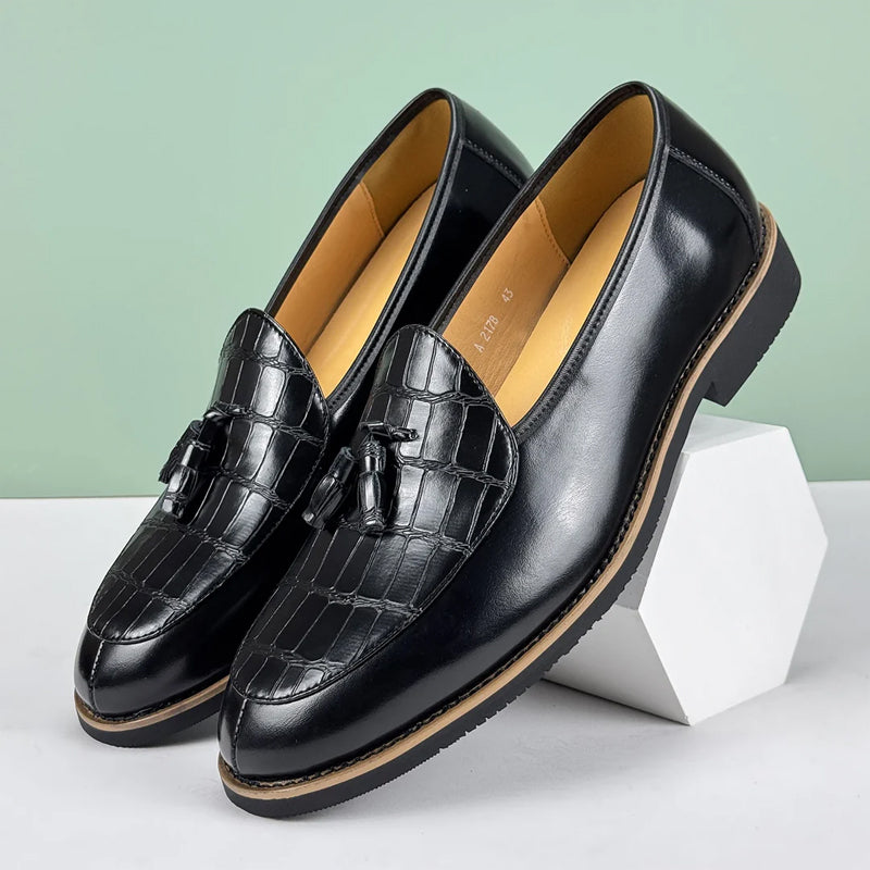 Lorenzo Vitali Croc-Embossed Tassel Loafers