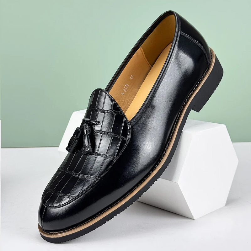 Lorenzo Vitali Croc-Embossed Tassel Loafers