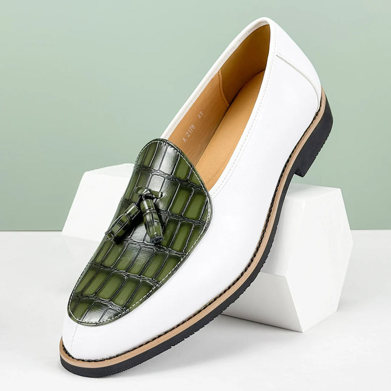 Lorenzo Vitali Croc-Embossed Tassel Loafers