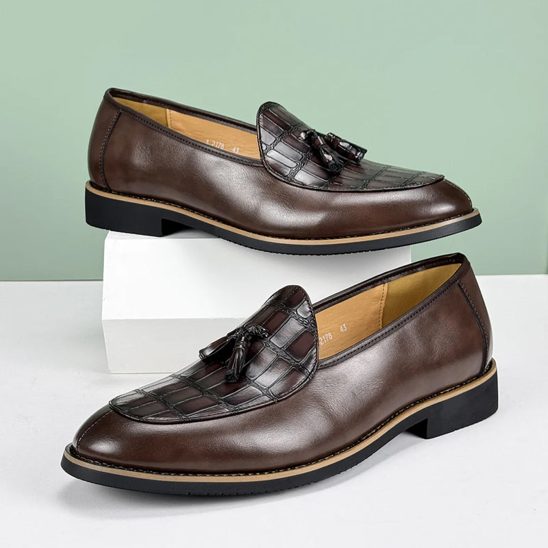Lorenzo Vitali Croc-Embossed Tassel Loafers