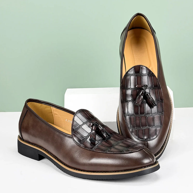 Lorenzo Vitali Croc-Embossed Tassel Loafers