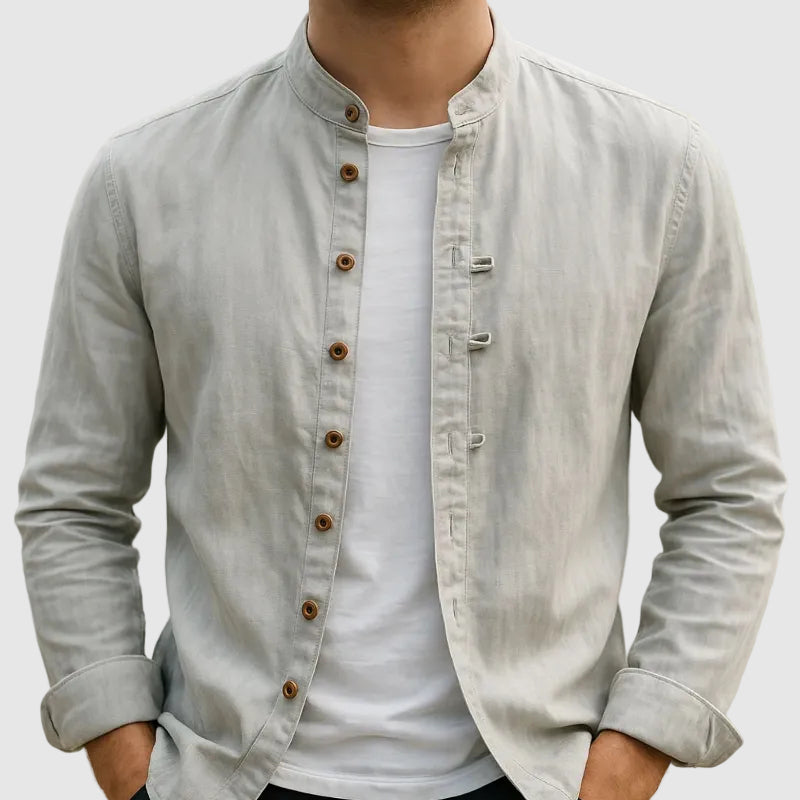 Lorenzo Vitali Cotton Shirt with Mandarin Collar