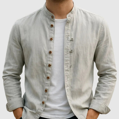 Lorenzo Vitali Cotton Shirt with Mandarin Collar