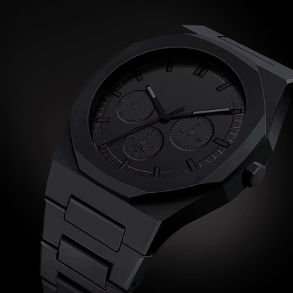 Men’s All-Black Chronograph Watch with Matte Finish