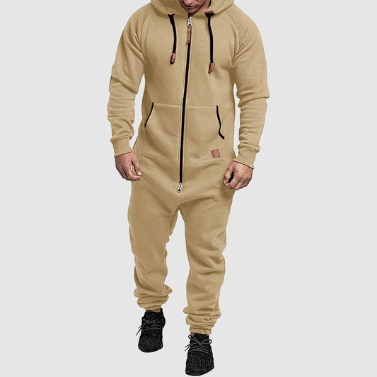 Men’s Hooded Jumpsuit with Full-Zip Front