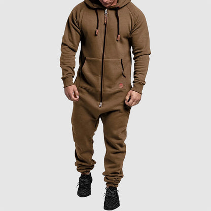 Men’s Hooded Jumpsuit with Full-Zip Front