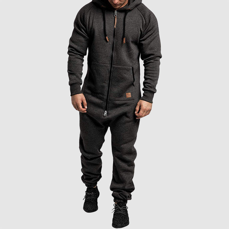 Men’s Hooded Jumpsuit with Full-Zip Front