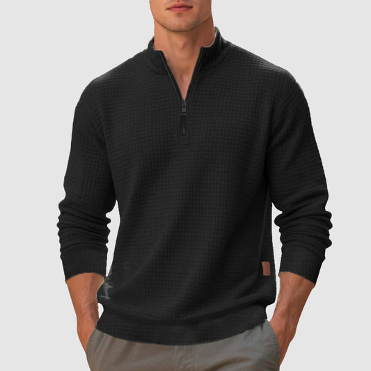 Men’s Quarter-Zip Mock Neck Sweatshirt with Textured Finish
