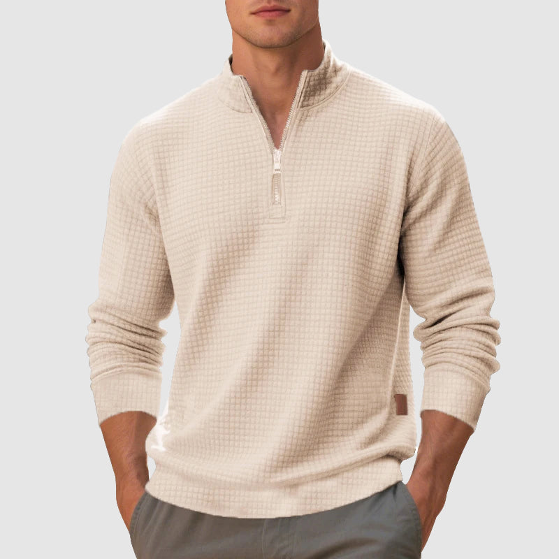Men’s Quarter-Zip Mock Neck Sweatshirt with Textured Finish