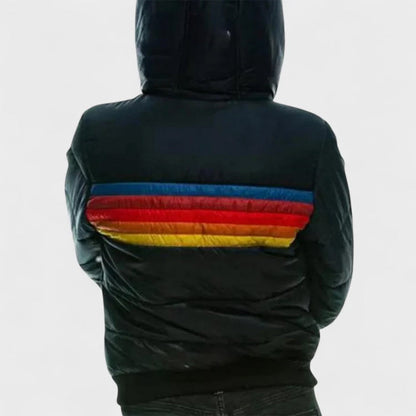 Retro Colorblock Hooded Puffer Jacket