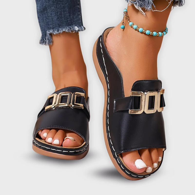 Sofia Amoretti Slip-On Sandals with Buckle Detail