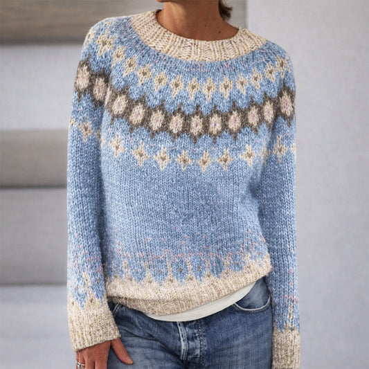 Sofia Amoretti Patterned Crewneck Knit Sweater