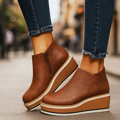 Valentina Rossi Platform Ankle Boots with Side Zipper