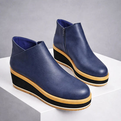 Valentina Rossi Platform Ankle Boots with Side Zipper