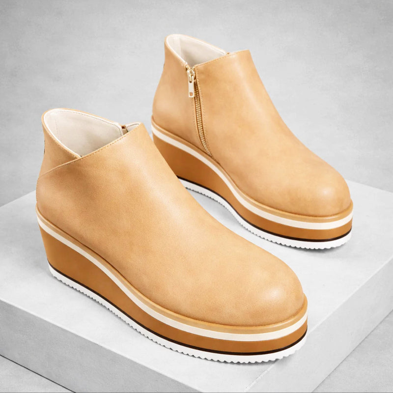 Valentina Rossi Platform Ankle Boots with Side Zipper