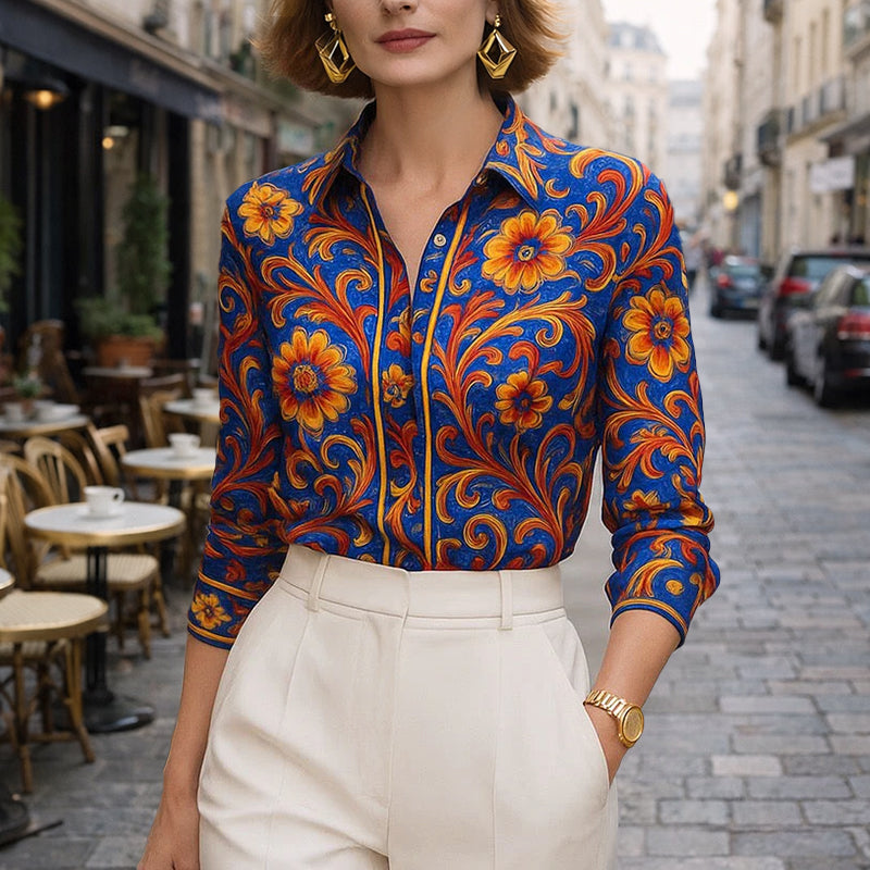 Valentina Rossi Retro Floral Print Blouse