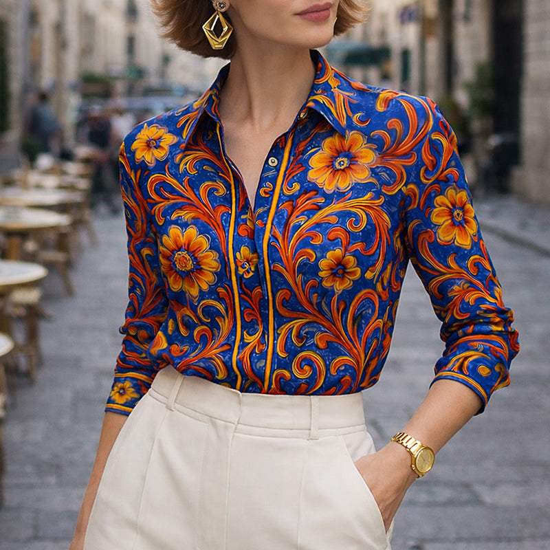 Valentina Rossi Retro Floral Print Blouse