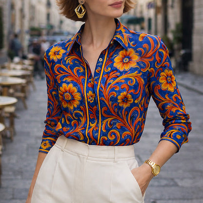 Valentina Rossi Retro Floral Print Blouse