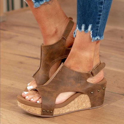 Valentina Rossi Slingback Cork Wedge Sandals