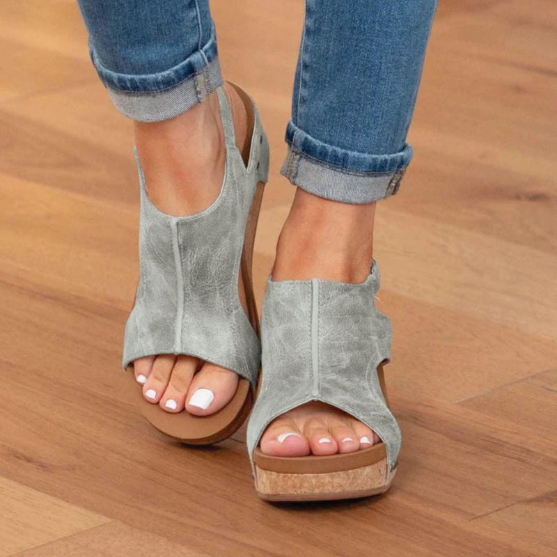 Valentina Rossi Slingback Cork Wedge Sandals