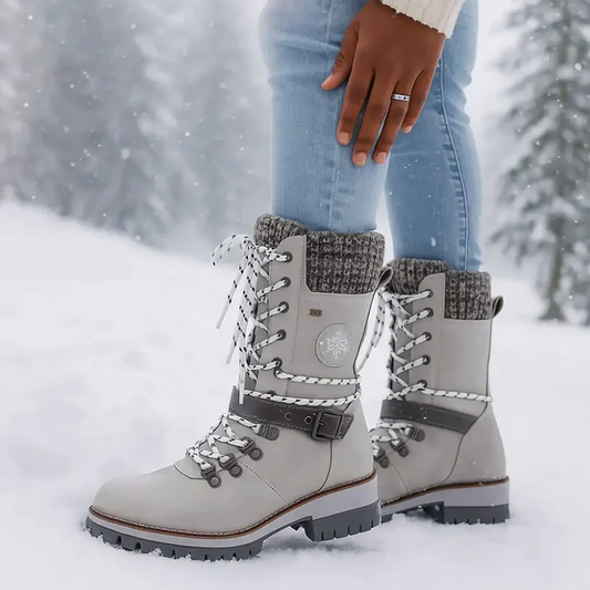 Women’s Lace-Up Winter Boots with Knit Collar