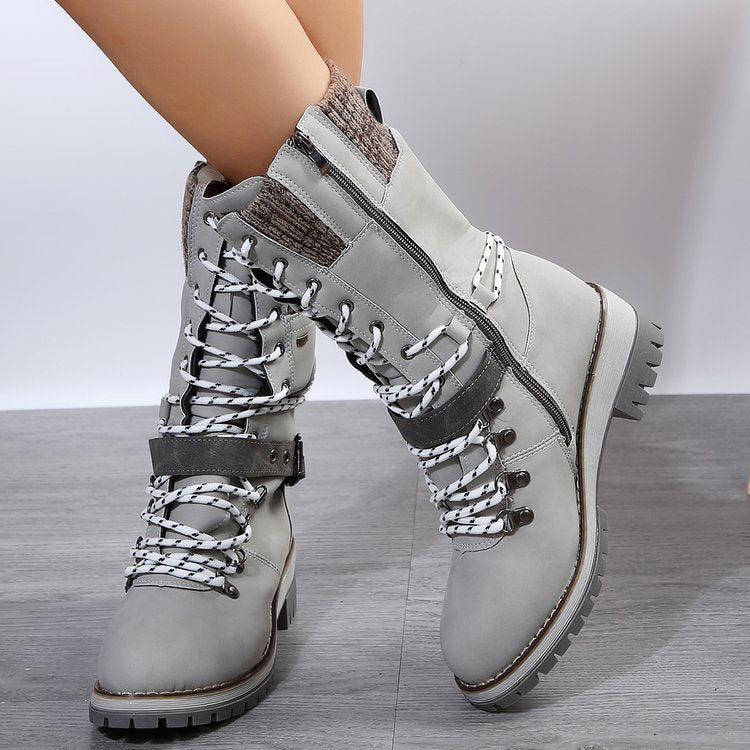 Women’s Lace-Up Winter Boots with Knit Collar