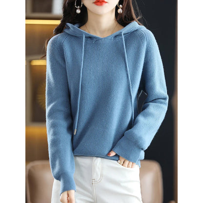 Women’s Hooded Cashmere Wool Knit Sweater