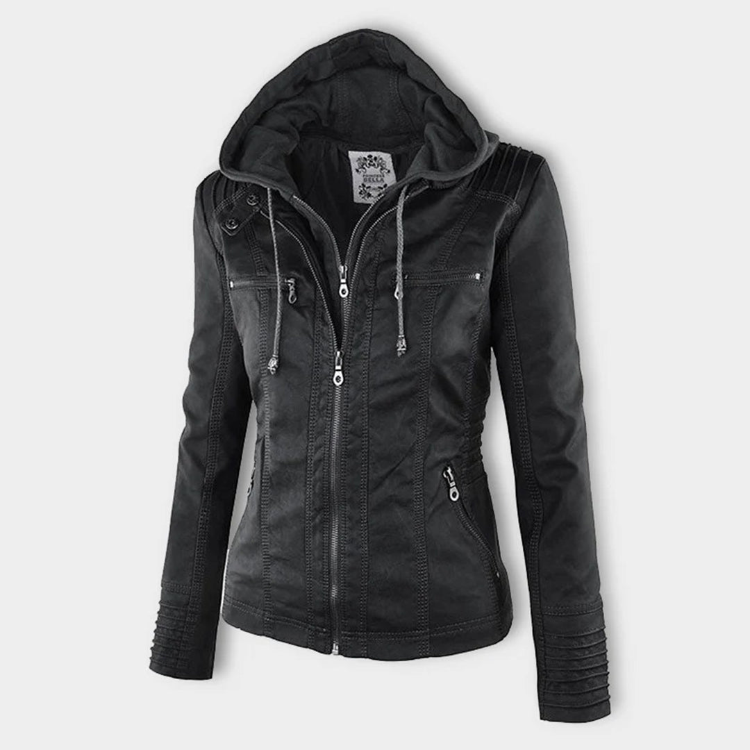 Eileen | Women's Hooded Slim Fit Biker Jacket