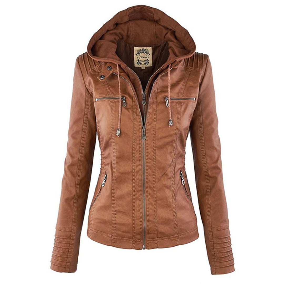Eileen | Women's Hooded Slim Fit Biker Jacket